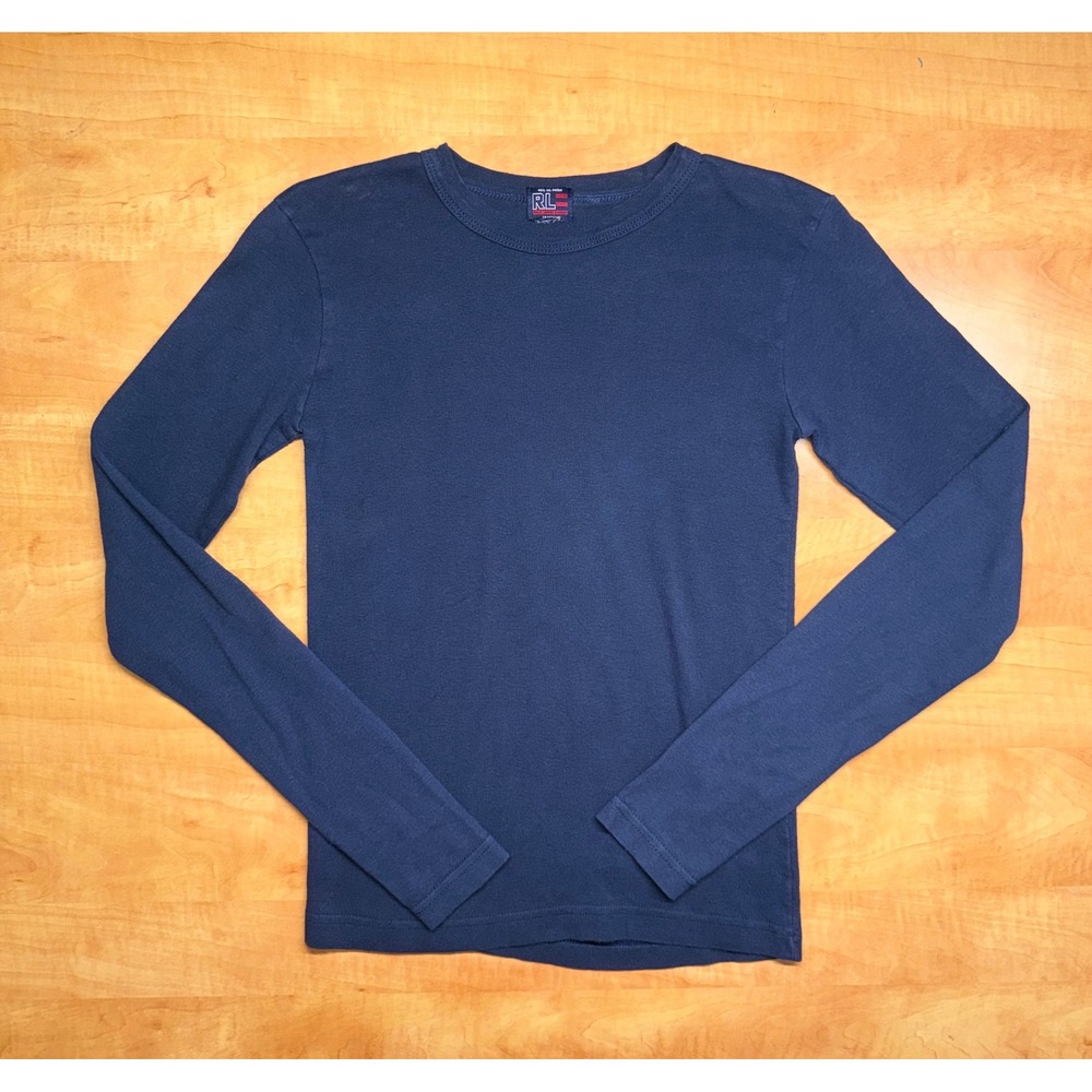 Polo Jeans Co Ralph Lauren Mens Navy Blue Long Sleeve T-Shirt Crew Neck RL Flag